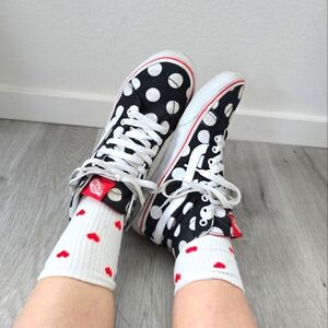 Vans | SK8-HI black white polka-dot canvas streetwear sneakers | WMS 6.5